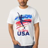 Ice Skating Dance Support the Team T USA Flag  Tシャツ (正面)