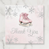 Ice Skating Pink Silver Girl Birthday Thank You フェイバータグ (正面)