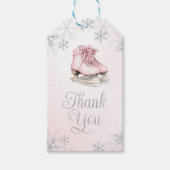 Ice Skating Silver Snowflakes Birthday Thank You ギフトタグ (正面)