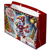 Ice Skating Snowman Christmas ラージペーパーバッグ (裏面アングル)