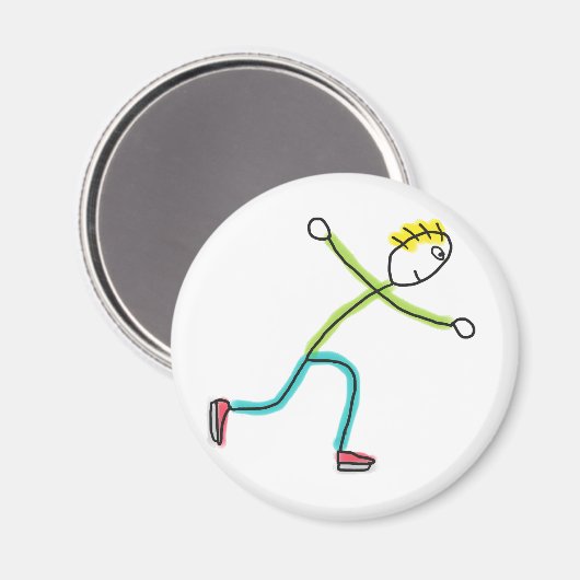 Ice Skating Stickman マグネット (正面/裏面)