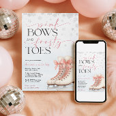Ice Skating Teen Birthday Invitation - Pink Bow 招待状