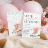 Ice Skating Teen Birthday Invitation - Pink Bow 招待状