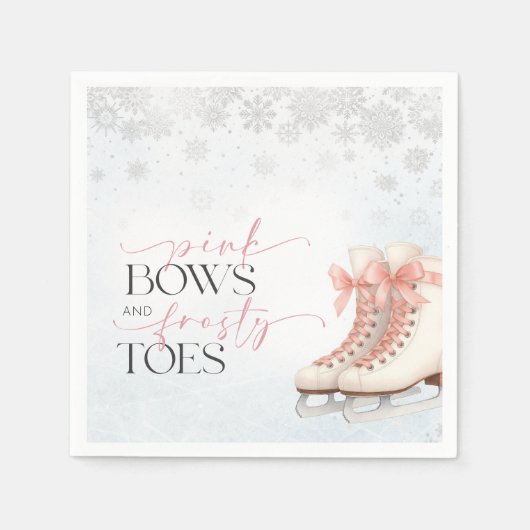 Ice Skating Teen Birthday Pink Bow スタンダードカクテルナプキン (正面)