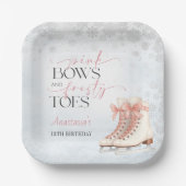 Ice Skating Teen Birthday Pink Bow ペーパープレート (正面)