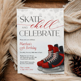 Ice Skating Teen Boy's Hockey Birthday Invitation 招待状