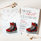 Ice Skating Teen Boy's Hockey Birthday Invitation 招待状