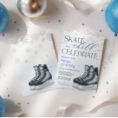 Ice Skating Teen Boy's Hockey Birthday Invitation 招待状