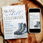 Ice Skating Teen Boy's Hockey Birthday Invitation 招待状