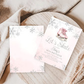 Ice Skating Winter Birthday Party Silver Glitter 招待状