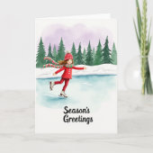 Ice Skating Winter Card カード (正面)