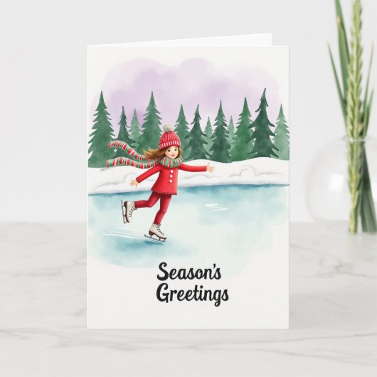 Ice Skating Winter Card カード (正面)