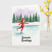 Ice Skating Winter Card カード (黄色い花)