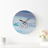 Ice & Snow | Adelie Penguins Antarctica ラージ壁時計 (ホーム)