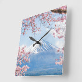 Ice & Snow | Cherry Blossoms Mt. Fuji Japan スクエア壁時計 (傾斜)