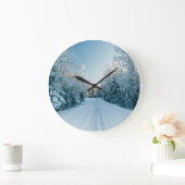 Ice & Snow | Frozen Winter Road Russia, Siberia ラージ壁時計 (ホーム)