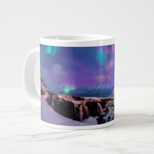 Ice & Snow | Northern Lights,  Kirkjufell Mountain ジャンボコーヒーマグカップ (正面左)