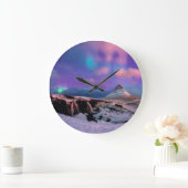 Ice & Snow | Northern Lights,  Kirkjufell Mountain ラージ壁時計 (ホーム)