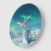 Ice & Snow | Northern Lights, Lapland, Finland ラージ壁時計 (傾斜)
