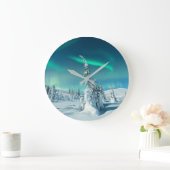 Ice & Snow | Northern Lights, Lapland, Finland ラージ壁時計 (ホーム)