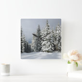 Ice & Snow | Pine Woodland, Austria スクエア壁時計 (ホーム)