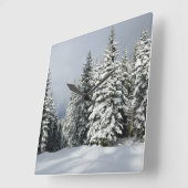 Ice & Snow | Pine Woodland, Austria スクエア壁時計 (傾斜)