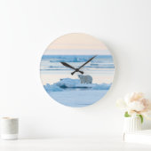 Ice & Snow | Polar Bear Iceberg Norway ラージ壁時計 (ホーム)