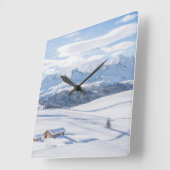 Ice & Snow | Snowscape European Alps, Italy スクエア壁時計 (傾斜)