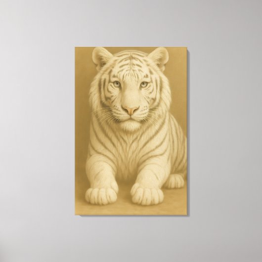 Ice Spirit White Tiger – Mystic Guardian of Calm P キャンバスプリント (正面)
