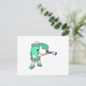 Ice spray at Ice hockey with Ice hockey stick ポストカード (スタンド正面)