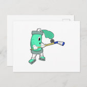 Ice spray at Ice hockey with Ice hockey stick ポストカード (正面/裏面)
