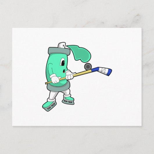 Ice spray at Ice hockey with Ice hockey stick ポストカード (正面)