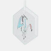 Icecap the White Ice Dragon Whimsical Art ガラスオーナメント (正面左)