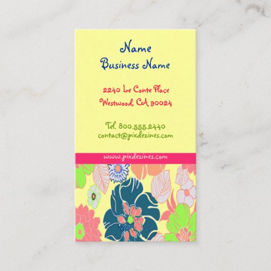 Icecream popiesレトロ花模様プロファイルカード 名刺 (正面)