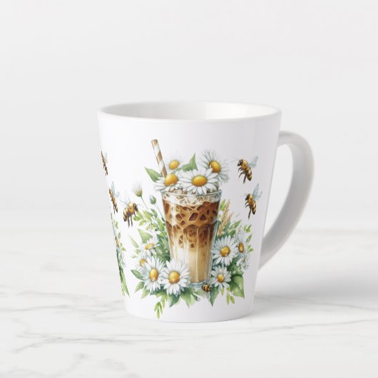 Iced Coffee and Bees カフェラテマグ (右アングル)