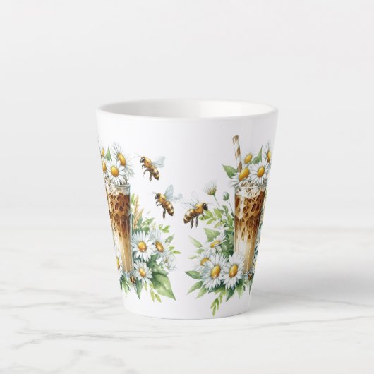 Iced Coffee and Bees カフェラテマグ (正面)