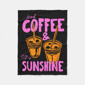Iced Coffee and Sunshine Day Every Day Summer フリースブランケット