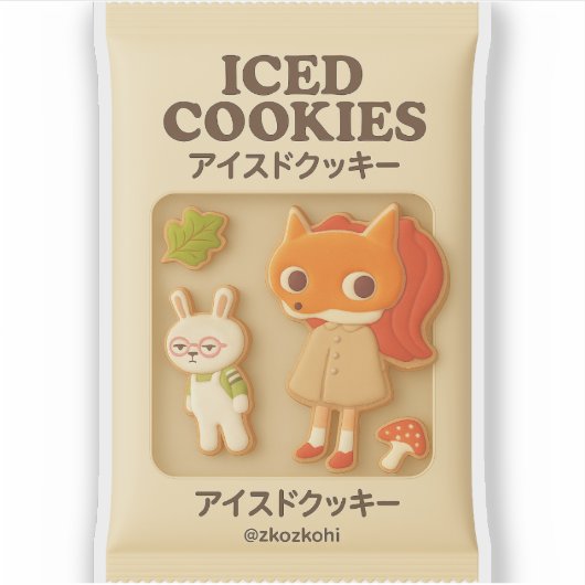 Iced Cookies: Bunny Girl Fox Mask & Bao Bao Bunny シール (正面)