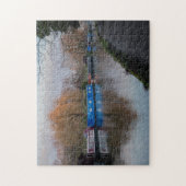 Iced Up Canalのナローボート撮影：Brett Jordan ジグソーパズル (縦)