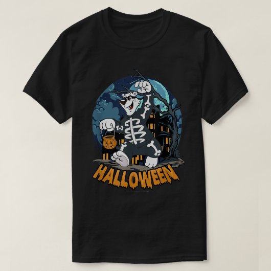 ICEEクマのスケルトンのハロウィーンの衣装 Tシャツ (デザイン正面)