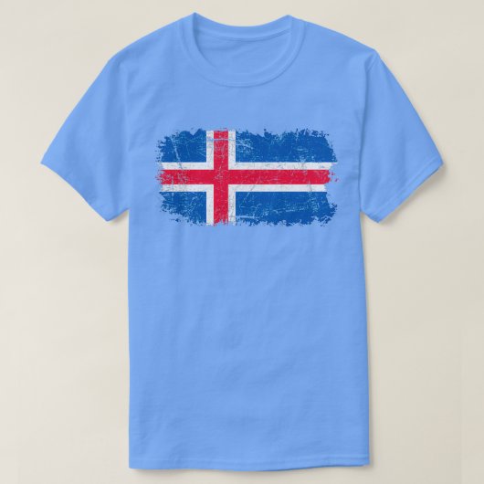 Iceland Flag Distressed Tシャツ (デザイン正面)