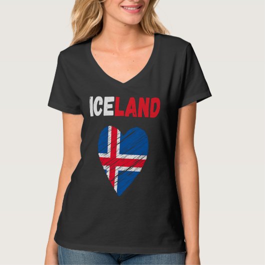 Iceland Flag Holiday Iceland Heart Icelander Flag Tシャツ (正面)
