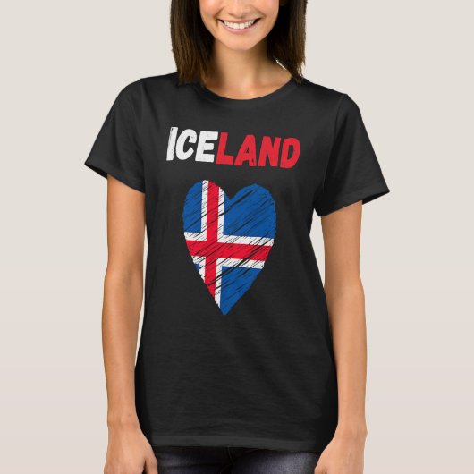 Iceland Flag Holiday Iceland Heart Icelander Flag Tシャツ (正面)
