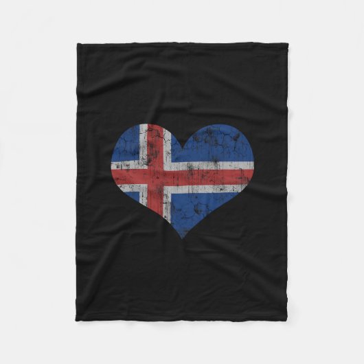 Iceland Flag Icelander Love Heart Home Vacation Fa フリースブランケット (正面)