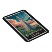 Iceland Hallgrimskirkja Illustration Travel Art マグネット (右側)