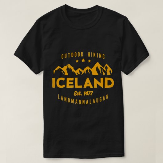 Iceland Hiking LANDMANNALAUGAR Est. 1477  Tシャツ (デザイン正面)