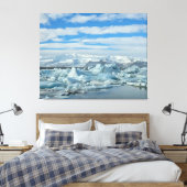 Iceland Iceberg Lagoon and Snowy Mountains Arctic キャンバスプリント (インサイチュ (寝室))