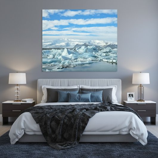 Iceland Iceberg Lagoon and Snowy Mountains Arctic キャンバスプリント