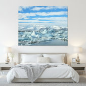 Iceland Iceberg Lagoon and Snowy Mountains Arctic キャンバスプリント