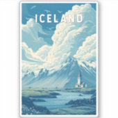 Iceland Illustration Travel Art Vintage シール (正面)